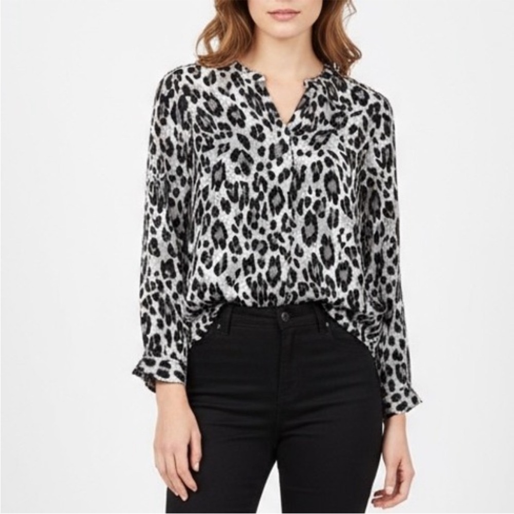 NWOT JOIE Hanelle 100% silk leopard print long sleeve button down blouse small - Picture 3 of 10
